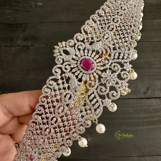 Exquisite Bridal American Diamond Hipbelt - Pink - Royal - G11531
