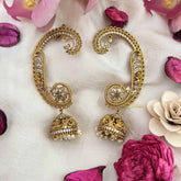 Vriksham Golden Flora 7 Leaf l Look Floral Style Jhumka With EarCuff- White Red & Green-G21110