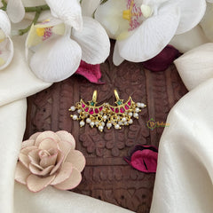 Vriksham Half Moon With Star Maharashtrian Style Press Bugadi-Red Green-Pearl-J3101