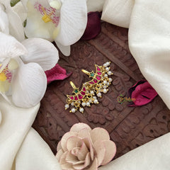 Vriksham Half Moon With Star Maharashtrian Style Press Bugadi-Red Green-Pearl-J3101