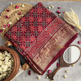Vriksham Maroon Ajrakh Dola Silk Saree-VS4364