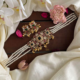 Stylish Pearl Layered AD Stone High Neck Choker-G14191