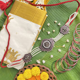 Vriksham Antique Black Polish Traditional Precious Kemp Pearl Hip Chain-G17566