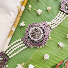 Vriksham Antique Black Polish Traditional Precious Kemp Pearl Hip Chain-G17566