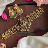 Designer Peacock High Neck Choker-Aqua Green Bead-Pearl-G14192