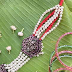 Vriksham Antique Black Polish Traditional Precious Kemp Pearl Hip Chain-G17566