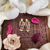 Vriksham Leaf Shape Maharashtrian Style Press Bugadi-Red Green-J3093