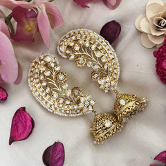 Vriksham Bridal Floral Look Floral Style With Pearls Detailing EarCuff- White-G21109
