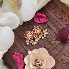 Vriksham Exclusive Floral Maharashtrian Style Press Bugadi-Red White-Pearl-J3100