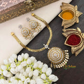 Vriksham Elegant Gold-Plated American Diamond Hasli Choker Neckpiece-G22431