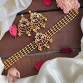 Golden Peal 4 Layer Single Pendant High Neck Choker-G14196