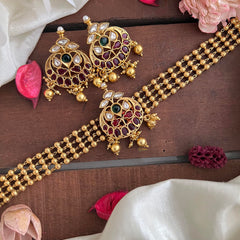 Golden Peal 4 Layer Single Pendant High Neck Choker-G14196