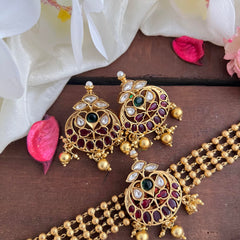 Golden Peal 4 Layer Single Pendant High Neck Choker-G14196