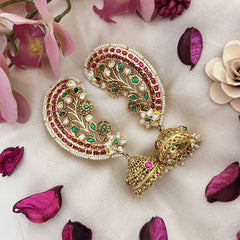Vriksham Bridal Floral Look Floral Style With Pearls Detailing EarCuff- Red Green & White-G21108