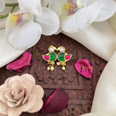 Vriksham Bird Shape Maharashtrian Style Press Bugadi-Red Green & White-J3107