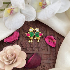 Vriksham Bird Shape Maharashtrian Style Press Bugadi-Red Green & White-J3107