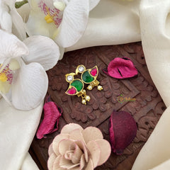 Vriksham Bird Shape Maharashtrian Style Press Bugadi-Red Green & White-J3107