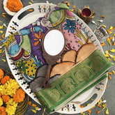 Vriksham Elegant Purple Madhubani Printed With Green Border Pen Kalamkari Saree-VS4802