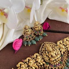 Premium Mayil Lakshmi High Neck Choker-Aqua Green Bead-G14198