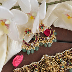 Premium Lakshmi High Neck Choker-Aqua Green Bead-Pearl-G14199