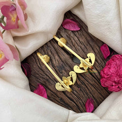 Vriksham Floral With Peacock Jadau Kundan Stud With Ear cuff-Red Green & White-J3941