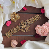 Designer Peacock High Neck Choker-Gold Bead-G14200