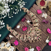 Vriksham Antique Peacock 1 gm gold Short Neckpiece-Red Green-G17058