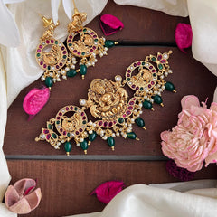 Premium Lakshmi High Neck Choker-Green Bead-Pearl-G14201