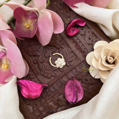 Vriksham Floral Kundan Jadau Septum Ring-White-J3960