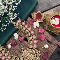 Vriksham Lakshmi Pendant with Peacock 1 gm gold Short Neckpiece-G17059