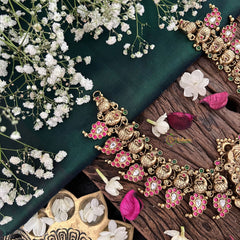 Vriksham Lakshmi Pendant with Peacock 1 gm gold Short Neckpiece-G17059