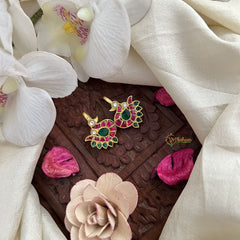 Vriksham Bird Shape Maharashtrian Style Press Bugadi-Red Green-J3103