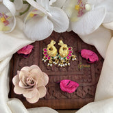 Vriksham Peacock Shape Maharashtrian Style Press Bugadi-Red Green & White-J3108