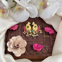 Vriksham Peacock Shape Maharashtrian Style Press Bugadi-Red Green & White-J3108