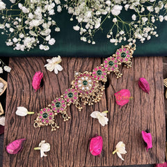 Elegant 1 gm Gold AD Stone Floral Choker-G14319