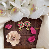 Vriksham Sunflower Style Maharashtrian Style Press Bugadi-Red Green & White-J3111