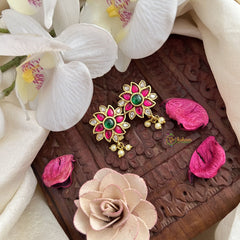 Vriksham Sunflower Style Maharashtrian Style Press Bugadi-Red Green & White-J3111