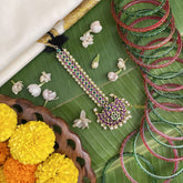 Vriksham Chandran Style Kemp Mang Tikka-Red Green-Pearl-G17554