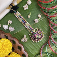 Vriksham Chandran Style Kemp Mang Tikka-Red Green-Pearl-G17554