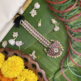 Vriksham Chandran Style Kemp Mang Tikka-Red White-Pearl-G17556