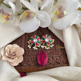 Vriksham Red Green & White Floral Maharashtrian Style Press Bugadi-J3097