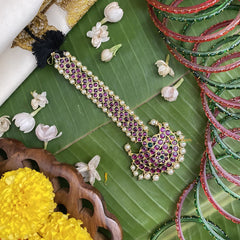 Vriksham Chandran Style Kemp Mang Tikka-Red-Pearl-G17555