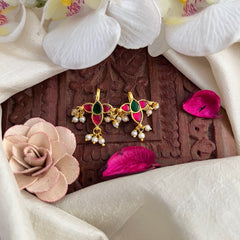 Vriksham Antique Designer Maharashtrian Style Press Bugadi-Green Red-Pearl-J3079