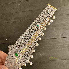 Dual Peacock Bridal American Diamond Hipbelt - Green- G11527