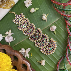 Vriksham Traditional Kemp Stone Half Moon Style Maang Tikka-G17551