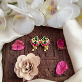 Vriksham Half Moon Maharashtrian Style Press Bugadi-Red Green & White-J3082