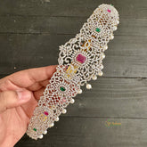 Elegant Dual Peacock Bridal American Diamond Hipbelt -Green & Pink - G11524