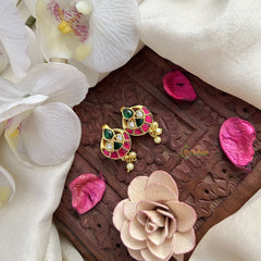 Vriksham Half Moon Maharashtrian Style Press Bugadi-Red Green & White-J3082