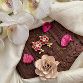 Vriksham Red White Floral Maharashtrian Style Press Bugadi-Pearl-J3084