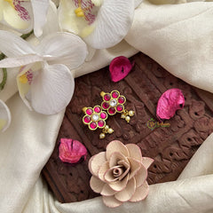 Vriksham Red White Floral Maharashtrian Style Press Bugadi-Pearl-J3084